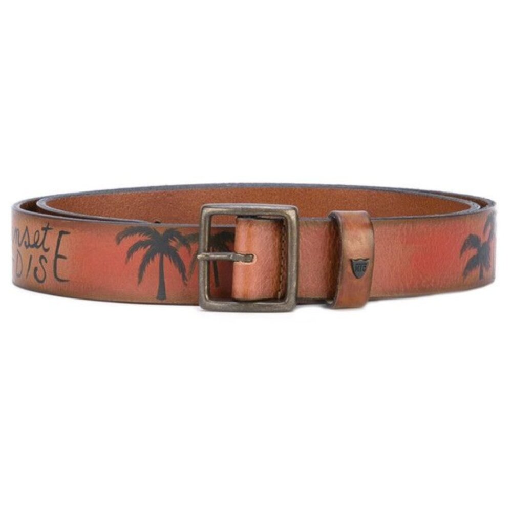 HTC HOLLYWOOD TRADING COMPANY Paradise print leather Belt sz 36 NWT